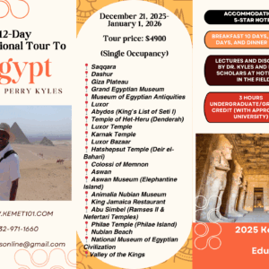 Kemet 101  12-Day  Educational Tour To Egypt (December 21, 2025-January 1, 2026) (Single Occupancy)